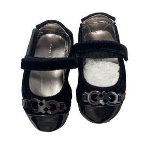 Cole Hana Mini Adler Bit Mary Jane flats in black with silvertone hardware sz 3